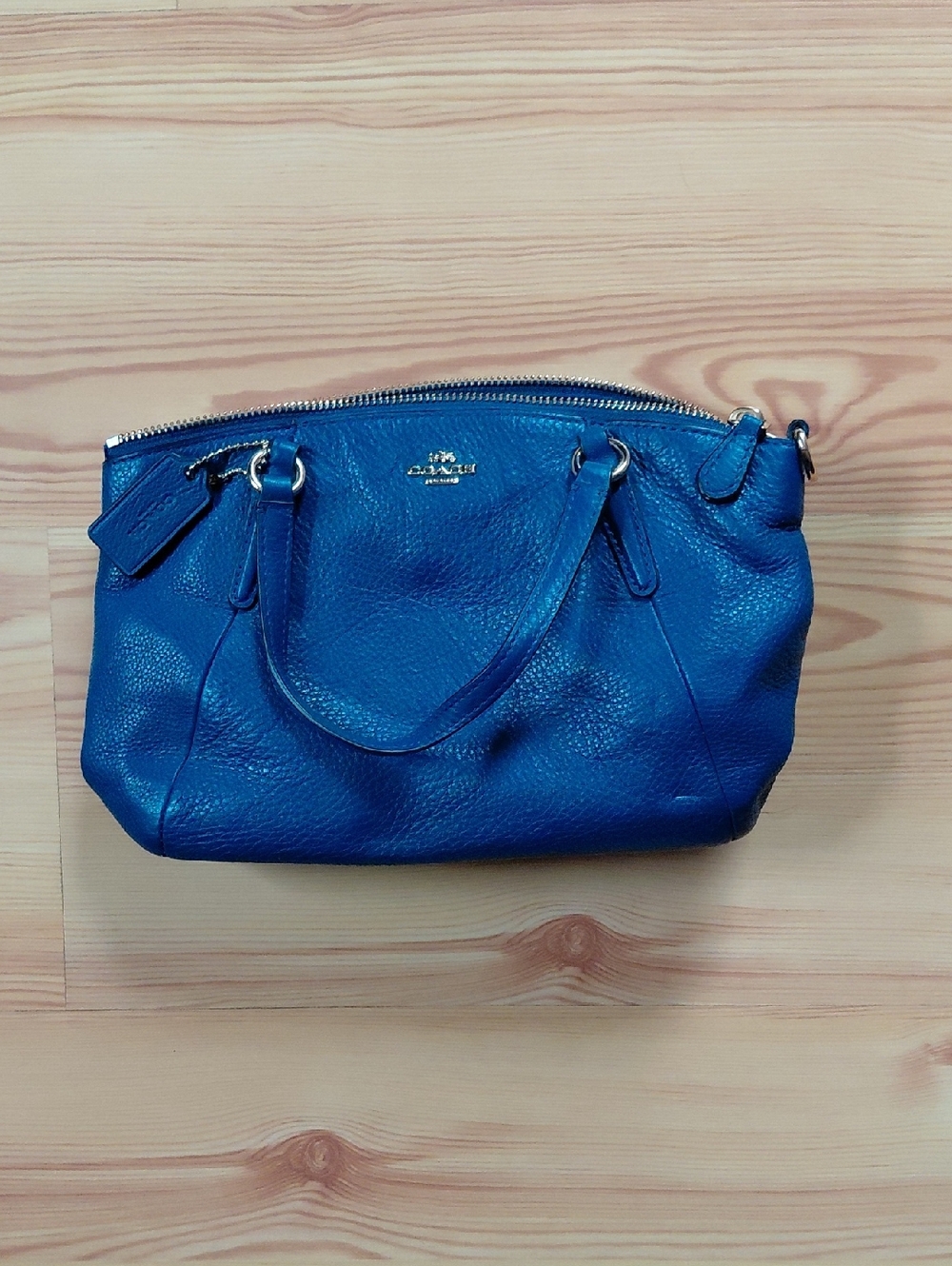 Coach Royal Blue Pebbled Leather Handbag